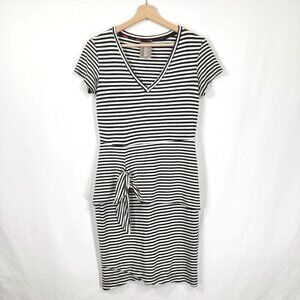 Anthropologie Dolan Left Coast V-Neck Striped Front Tie Dress Coquette Preppy S